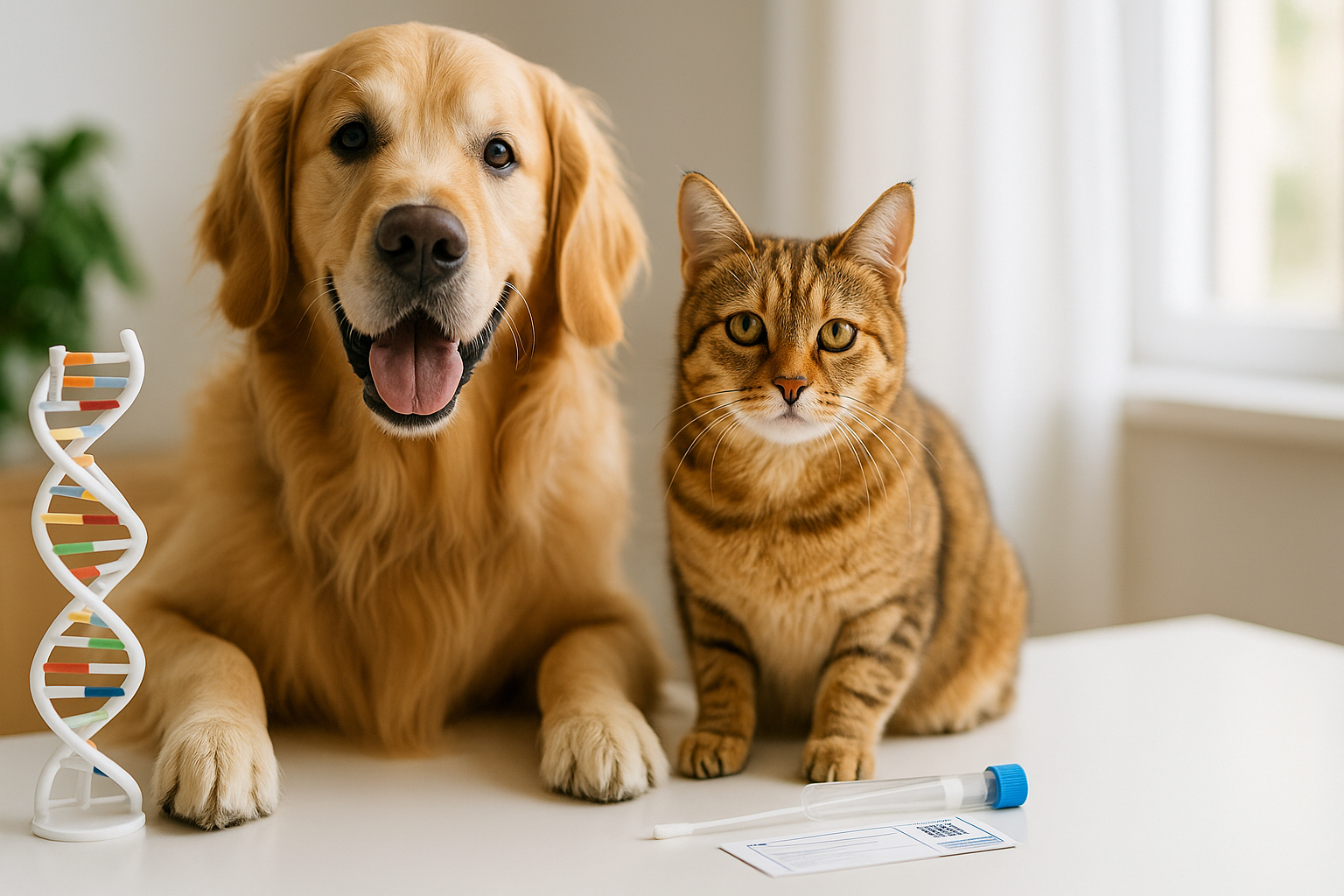 犬と猫が並んでいる写真｜ペットDNA検査記事のアイキャッチ