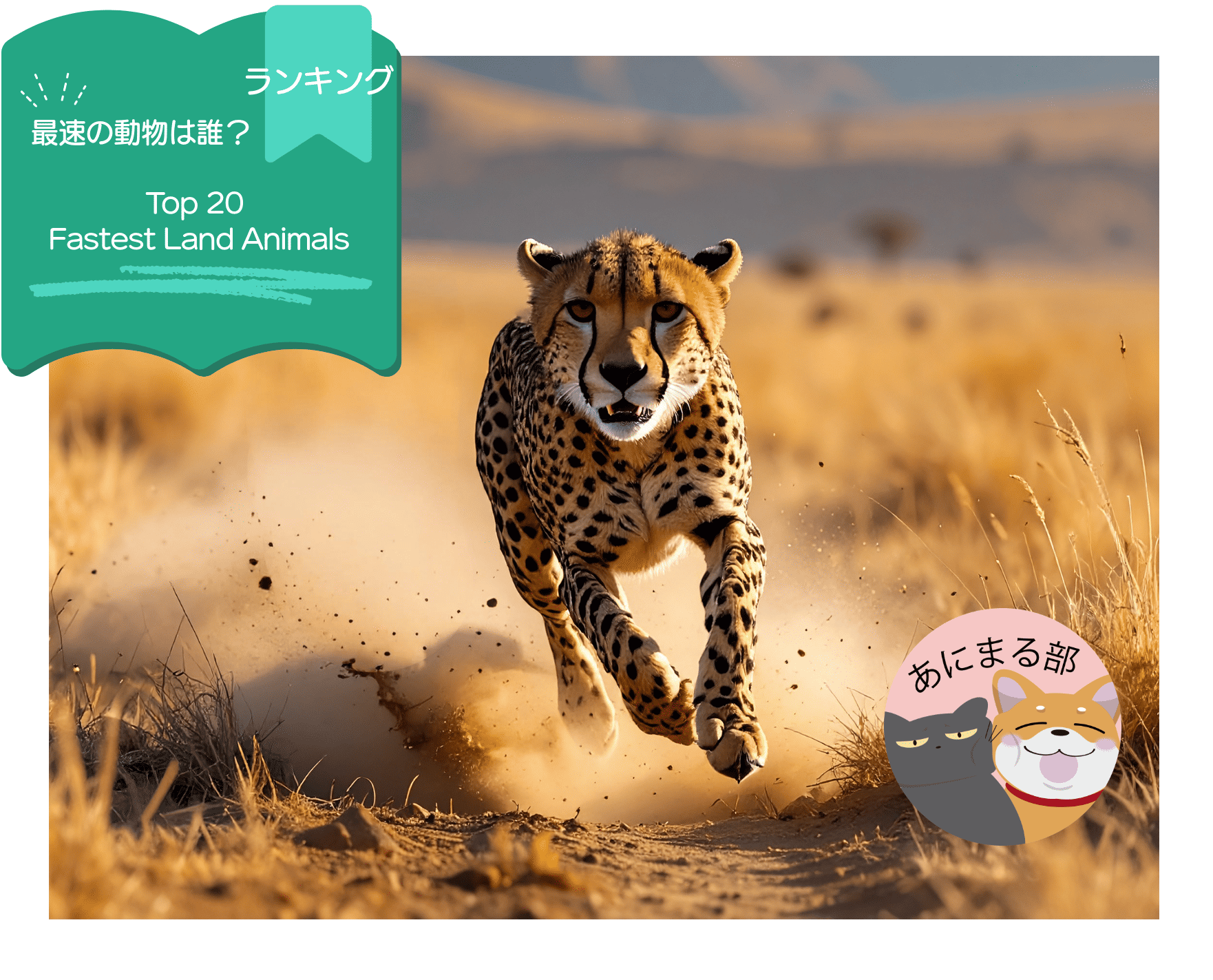 地上で最も足が速い動物ランキングTOP20｜チーターとプロングホーンのスピード比較