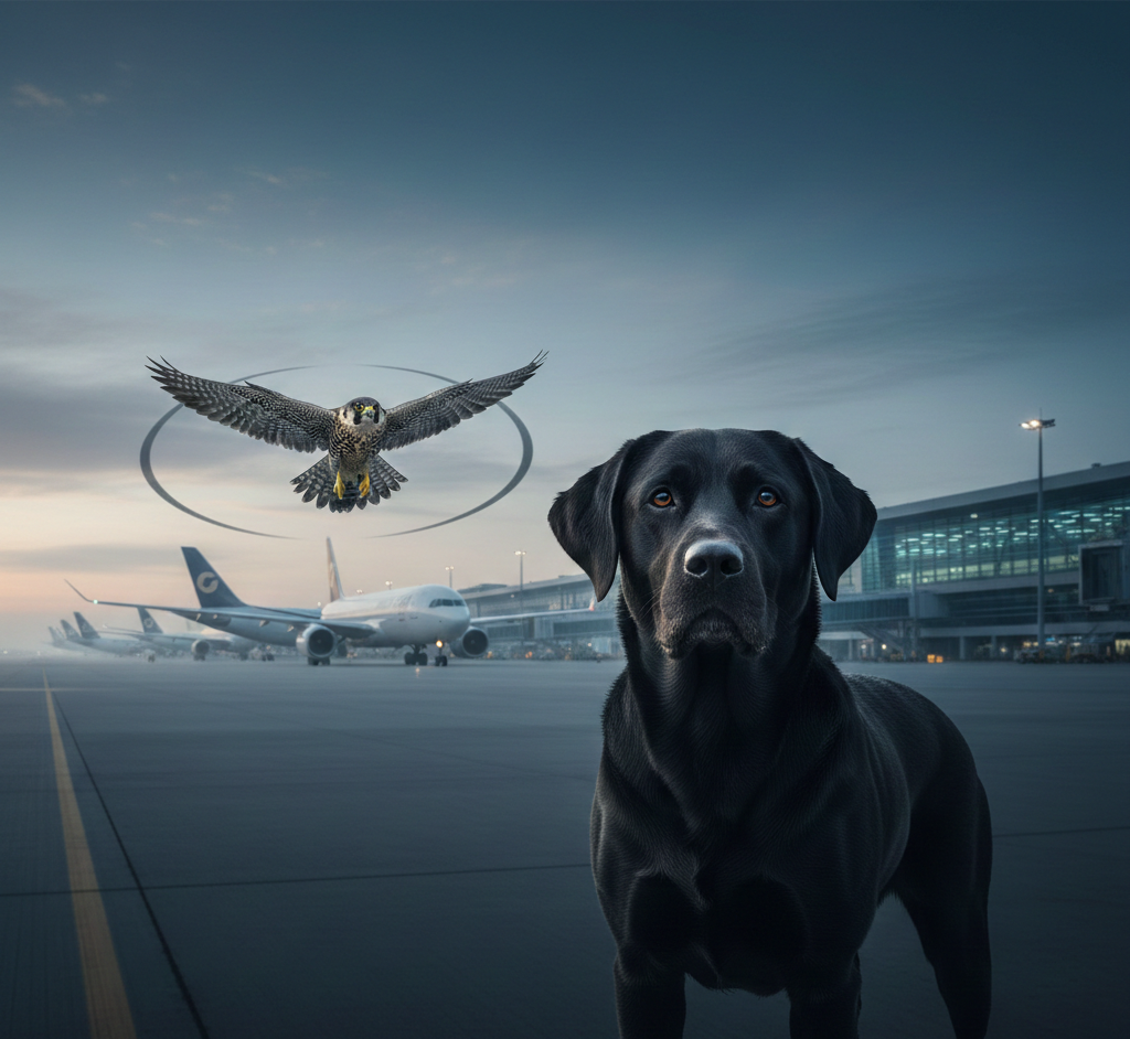 空港で活躍する動物たち（検疫探知犬とバードパトロール）